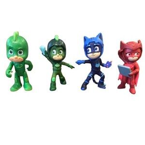 Lot of 4 PJ Masks Action Figures Frog Box 3in CatBoy Owlette Gekko